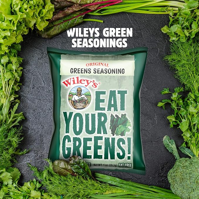 Wiley�s Green Seasoning 12 Packets Fresh Herbs and Spices for Collards Spinach Kale Turnip and Mixed Greens or Soup and Stew Ham and Bacon Flavored Blend