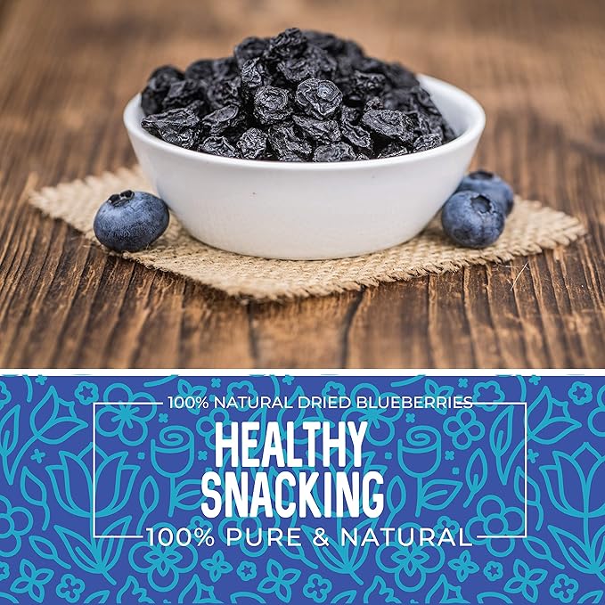 Herbaila Whole Dried Blueberries No Sugar Added Bulk Dehydrated Dried Unsweetened Blueberries All Natural Non-GMO 1 Pound. - 16 oz. (Pack of 2)