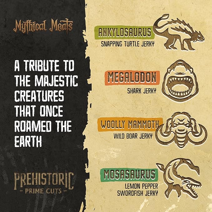 Mythical Meats Woolly Mammoth Jerky - Wild Boar - Prehistoric- Inspired Dried &amp Dehydrated Meats Seasoned to Perfection High Protein Snacks - 2.75 ounces