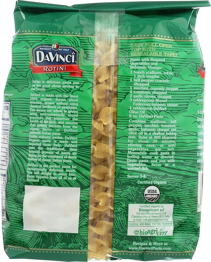 DaVinci Organic Pasta Rotini 16-Ounces (Pack of 12)
