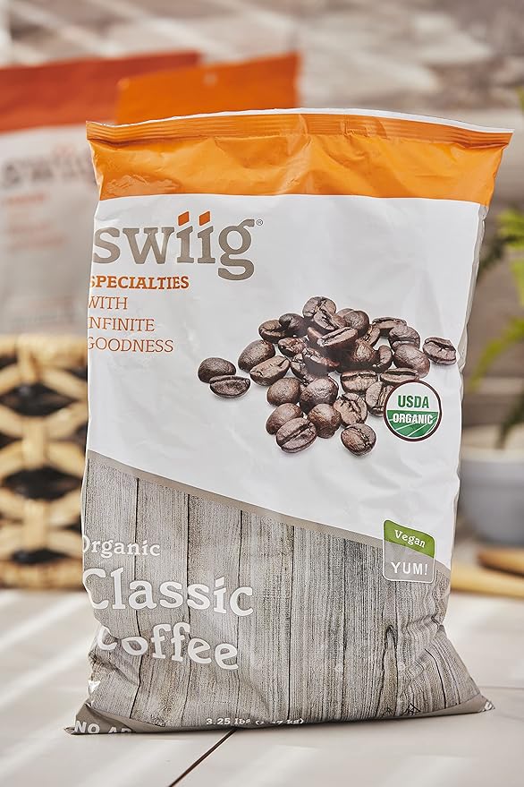swiig Flavor Fusion Organic Classic Coffee Vegan No GMO Ingredients No Artificial Colors Flavors or Sweeteners No Gluten 3.25 lbs Bag