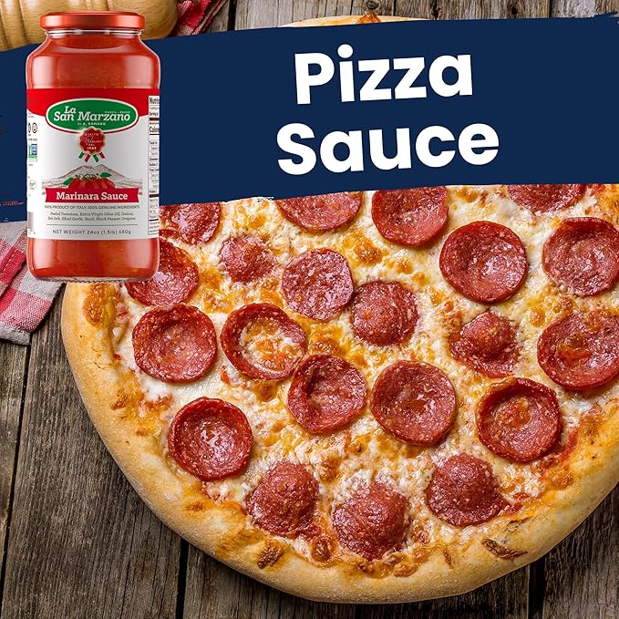 La San Marzano Marinara Sauce 24 oz Pasta Sauce Made in Italy All Purpose Tomato Premium Quality All Natural Mediterranean Diet Non GMO Vegan Gluten Free