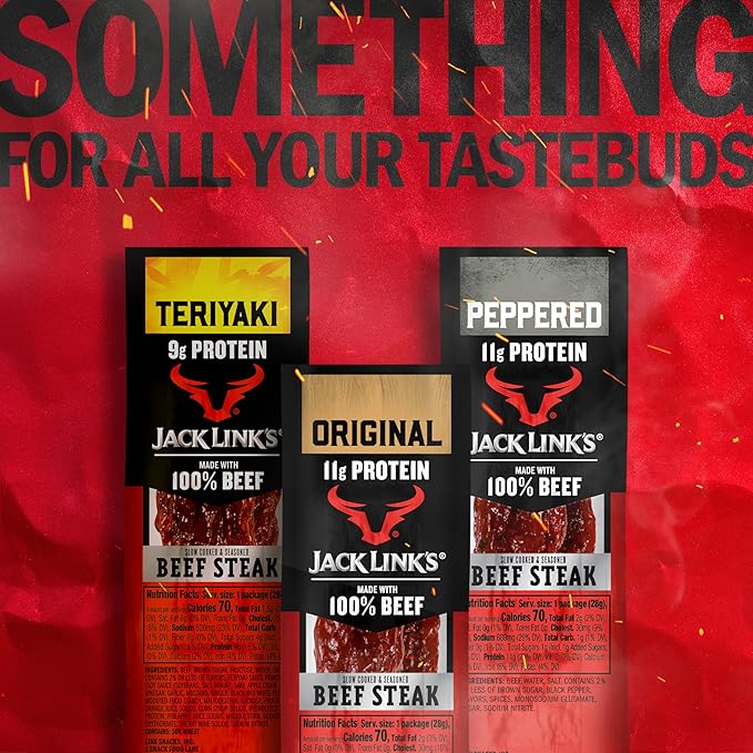 Jack Link’s Premium Cuts Beef Steak Original 1 oz. 12 Count – Great Protein Snack 11g of Protein and 1g of Carbs per Serving Premium Beef