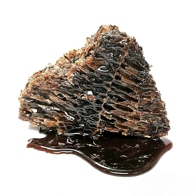Premium Tualang Black Honey with Comb 26oz (TA 14+ Pollen Count 4.8M+ Pollen Variety 150+) Intense Choice for Men Preservation Wild-ripening on 250ft Treetop Raw Unpasteurised Unfiltered