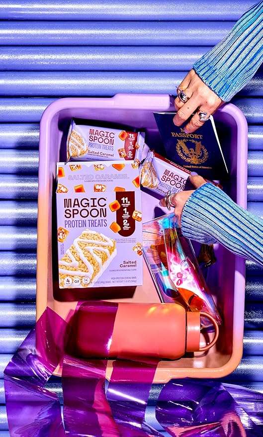 Magic Spoon Treats - 16 High Protein Bars Salted Caramel - High Protein Gluten Free Snack - Sugar Free &amp Gluten Free Protein Cereal Bar - Low Carb &amp Keto Friendly - Healthy Snacks for Adults