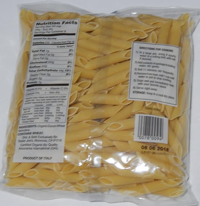 Trader Joe's Imported Italian Organic Penne Rigate Pasta 1-Lb Bag (Pack of 3)