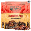 Biltong Depot Habanero Chili Biltong Slices Bundle - 3oz (3 Pack) | Air-Dried Beef Jerky Snack | Spicy Flavor| High Protein | Zero Sugar | Keto &amp Paleo Friendly | Gluten Free | No Artificial Prese