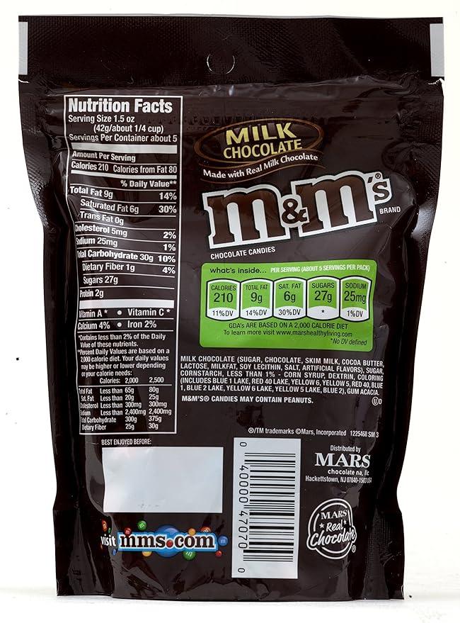 M&ampM'S Milk Chocolate Candy 8-Ounce Bag (Pack of 6)