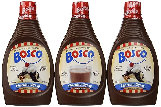 Bosco Original Chocolate Syrup 22oz Squeeze Bottle (3 Pack) Natural Cocoa | Rich &amp Thick | Gluten Free | Kosher