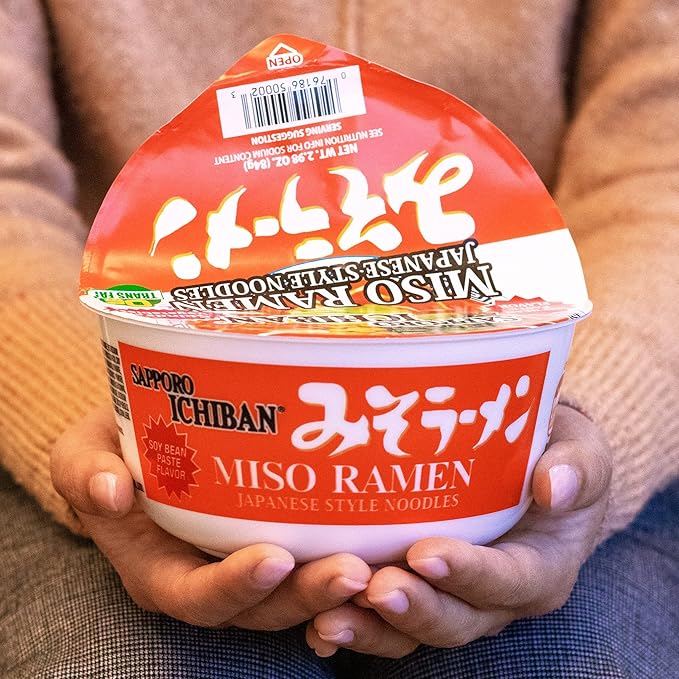 [SAPPORO ICHIBAN] Miso Ramen Bowl (Donburi) Noodles No. 1 Tasting Japanese Instant Cup Noodles (2.94 oz x 12 Bowls) (Miso)