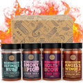 Classic Selection of Premium BBQ Seasonings - Holy Cow Angel’s Wings Smoky Pig Ultimate Rub BBQ Rubs | Pack of 4 | 100% Natural | Great Foodie Gift