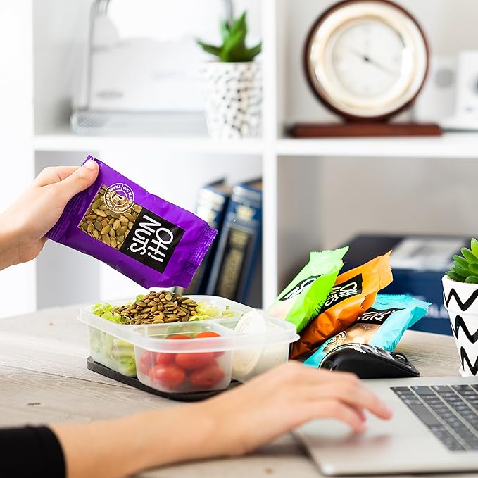 Oh! Nuts Pumpkin Seeds Roasted Salted Individual Nut Snacks for On-the-Go - 12 Convenient Nut Snacks for School - Bulk Nuts Variety - Individual Packs (1.5 oz Each)