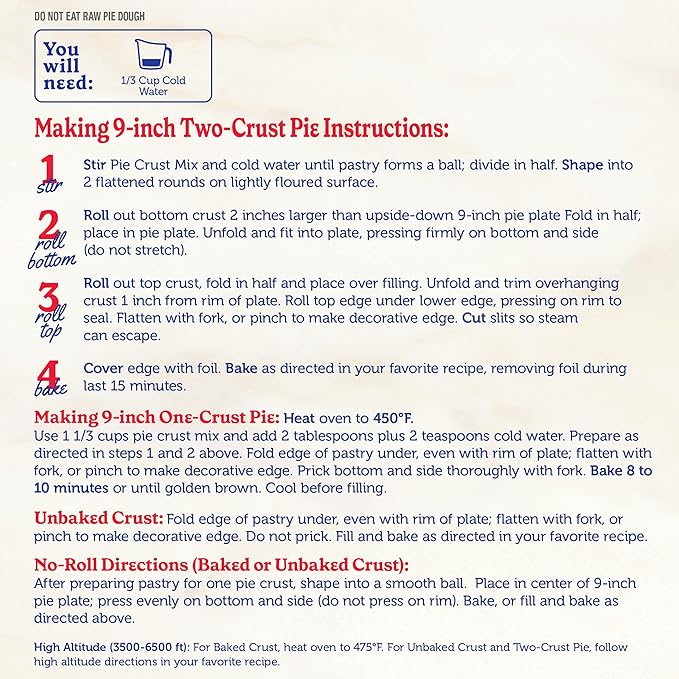 Betty Crocker Pie Crust Mix Makes Two 9-inch Crusts 11 oz. (Pack of 12)