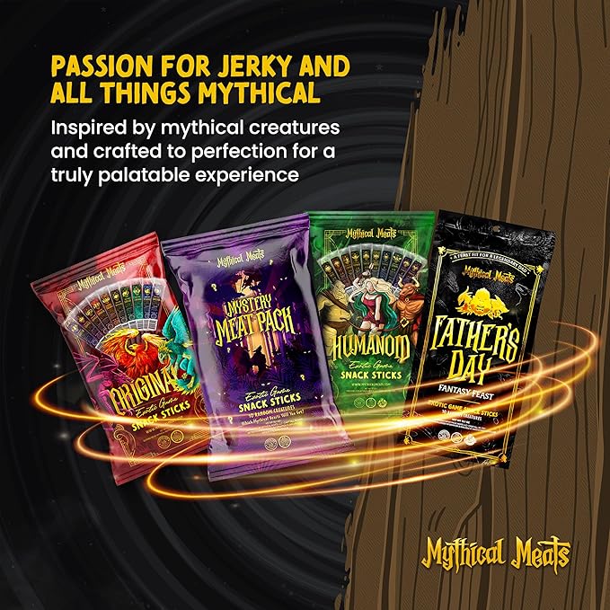 Mythical Meats Deluxe Loot Crate – Indulge in 20 Exotic Game Snack Sticks – Dried &amp Dehydrated Meats Seasoned to Perfection – High Protein &amp Keto Friendly – Collectible Box