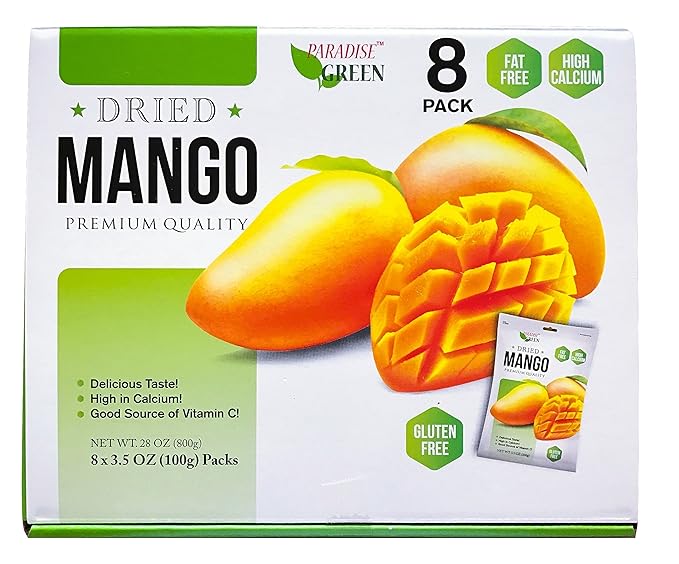 Paradise Green Premium Dried Mango Box of 8 Packs