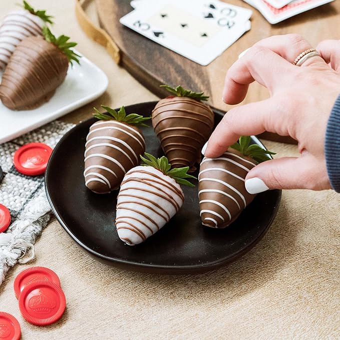 Shari’s Berries Gourmet Drizzled Strawberries | Chocolate Covered Strawberry Gift Box | Ideal for Valentine's Day Anniversary Birthdays Congratulations or Saying Thank You (Half Dozen 6 Berries)