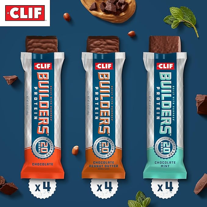 CLIF Builders - Variety Pack - Plant Based Protein Bars - Gluten Free - Non-GMO - Low Glycemic - 20g Protein - 2.4 oz. (12 Count)