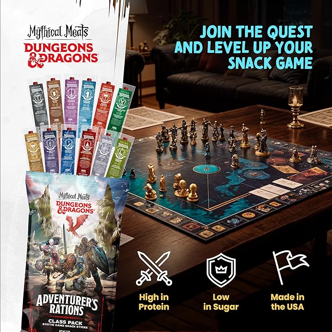 Mythical Meats Dungeons &amp Dragons Primal Protein (Barbarian) - 12 Jerky Sticks - Sriracha Flavored Duck with Beef &amp Chicken Stick Gluten Free MSG Free