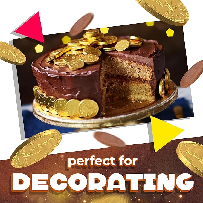 Chocolate Coins | 1 Pound Bag | Belgian Chocolate | Gold Chocolate Coins | Individually Wrapped Candy | Gold Candy for Party Favors Goodie Bags &amp Festive Celebrations