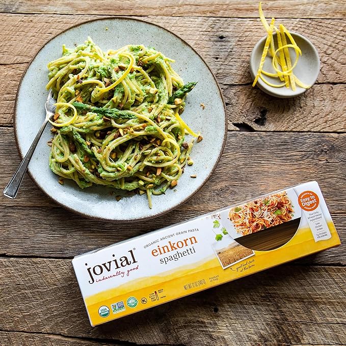 Jovial Einkorn Wheat Organic Spaghetti Pasta - Thin Spaghetti Noodles Dried Pasta 7 g Protein per Serving USDA Organic Non GMO - 12 Ounce Pack of 3