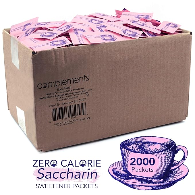 Complements Zero Calorie Saccharin Pink Sweetener Packets 2000 Count