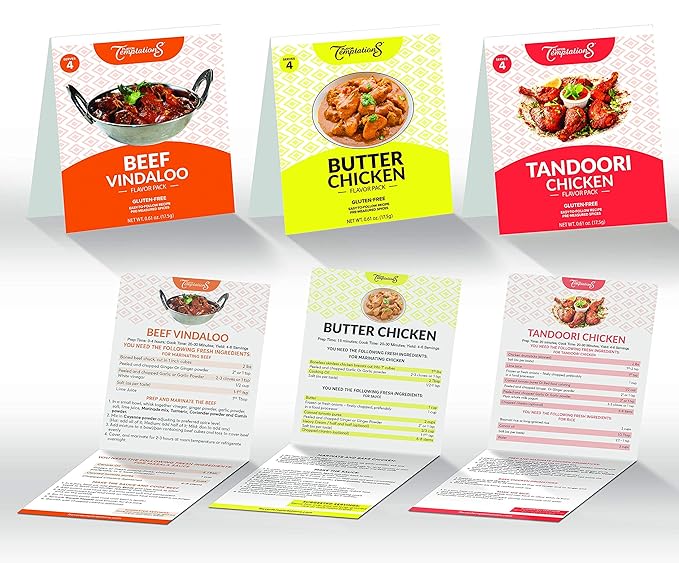 Butter Chicken Makhani Tandoori Chicken Beef Vindaloo Indian food spice kits by Flavor Temptations | Home Cook Authentic Indian Food | Organic Gluten Free No Sodium (6 Spice Kits)