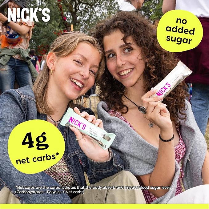 Nick’s Protein Bars Crispy Cookie Chocolate – 12-Count Box | High Protein Low Calories Low Carbs Keto Friendly No Added Sugar (12 bars x 50g)