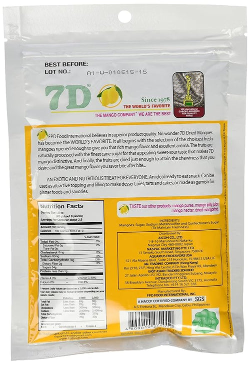 7D Mangoes Naturally Delicious Dried Tree Ripened Dried Mango - Set of 6