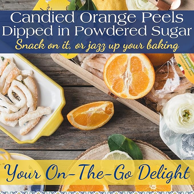 Perle di Sole Candied Orange Peel Sugar Coated - Made in Italy Orange Peels - Pack of 2 (3.5 oz | 100 g)