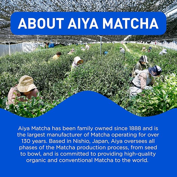 Aiya Sugar-Free Sweetened Matcha To Go Sticks - Stevia Sweetened Packets Premium Japanese Matcha Powder Gluten-Free - 10 Single-Serving Sticks