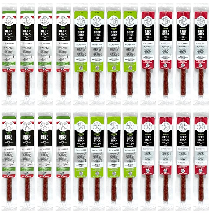 Good Fod Foods Meat Stick Variety Pack – Low FODMAP Snacks for a Healthy Gut Zero Sugar Jerky Sticks Keto Friendly Gluten-Free Beef Sticks 1 Ounce (24 Pack)