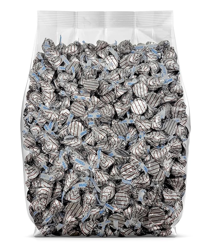 Yummy Chew Hershey Hugs Bulk Candy - 2lb of Individually Wrapped Hershey Hugs White Chocolate Candy - Hershey Kisses Hugs Candy - 2 Pound Bulk Hugs Kisses Candy Full Size