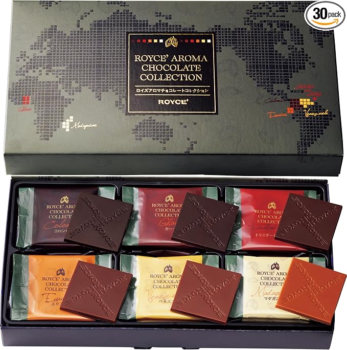 ROYCE' Aroma Chocolate Collection - Assortment of Milk Chocolates | Ideal for Baking and Desserts | No Artificial Preservatives | From Hokkaido Japan (30 Pieces of Chocolate)