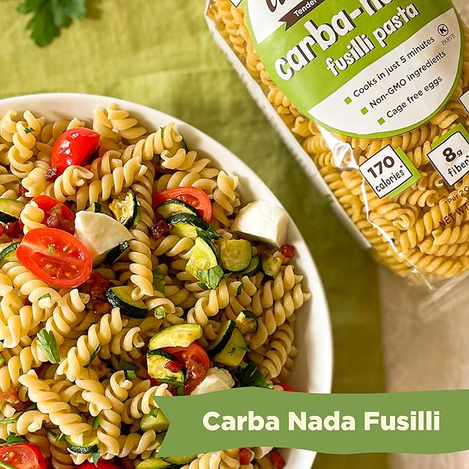 Al Dente Carba-Nada Egg Fusilli Lower Carb High Protein - Keto And Weight Watcher Diets-Friendly Artisanal Best Tasting Pasta Noodles Cage-Free Eggs And Non-GMO Ingredients 10oz (Pack Of 6)