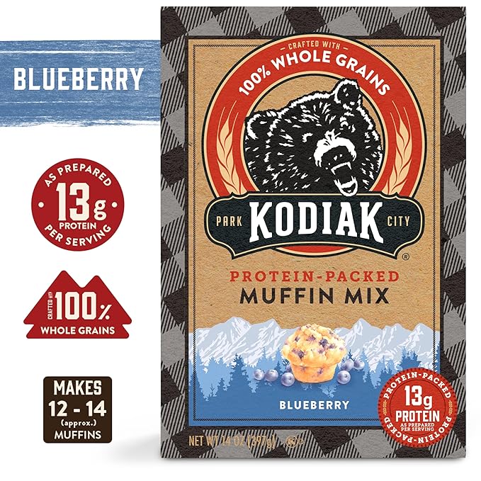 Kodiak Cakes Muffin Mix Blueberry 14 Ounce Pack of 6