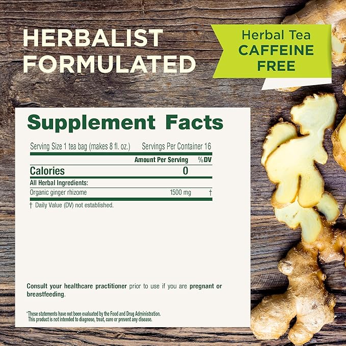 Traditional Medicinals Tea Organic Ginger Healthy Digestion Pleasantly Spicy &amp Warming Kosher Non-GMO Caffeine-Free Compostable - 96 Tea Bags (6 Pack)