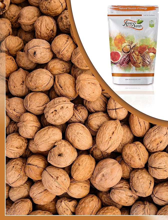 Anna and Sarah Walnuts in Shell Jumbo Fresh Buttery Taste Easy to Crack California Chandler Natural Shells Not Bleached in Box (9 Lbs)