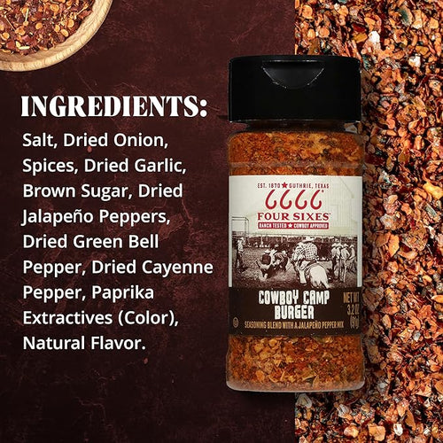 6666 Four Sixes Cowboy Camp Burger Seasoning 5.75 Ounce (Pack of 6)