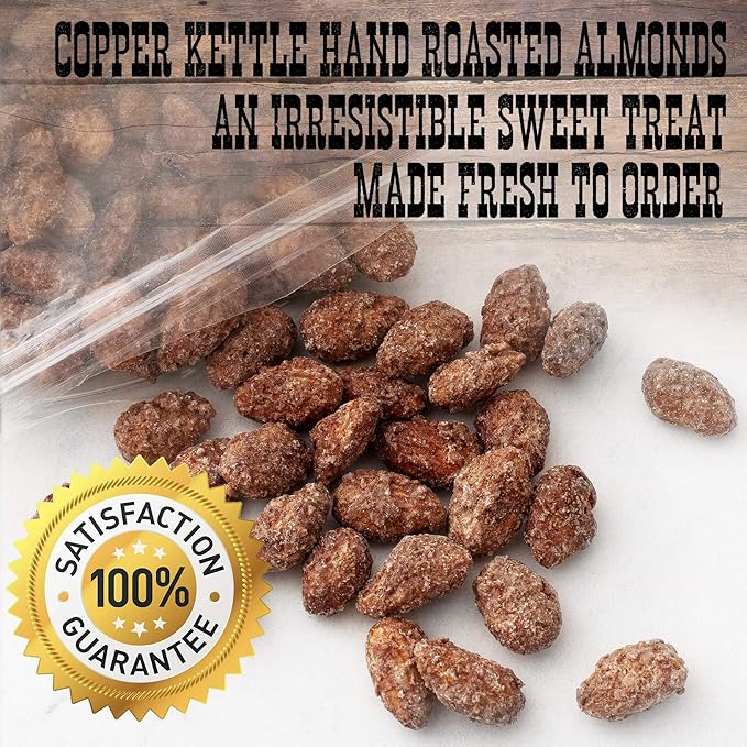 Gourmet Cinnamon Roasted Almond Gift Tin 36 oz (2.25 lb) Artisan Hand-Roasted Nuts Fresh to Order by Pop’N Nuts