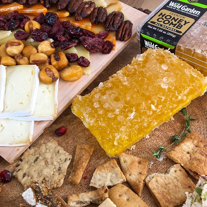 Wild Garden 100% Pure Bee Honeycomb 7.05 Oz - No Additives No Preservatives Fresh From The Farm! 7.05 oz Pack of 6 - Perfect for Toast &amp Tea - Health-Conscious Treat