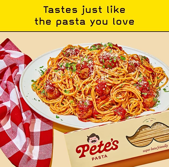 Pete's Pasta Spaghetti Noodles | 20g Protein No Carb Pasta | Keto Carb Free Pasta | Healthy Zero Carb Italian Pasta From Italy | 3-Pack 8oz
