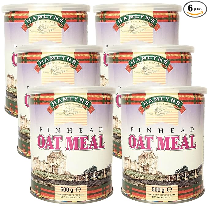 Hamlyns Scottish Steelcut Pinhead Oats 17.6 Ounce Tin (Pack of 6)