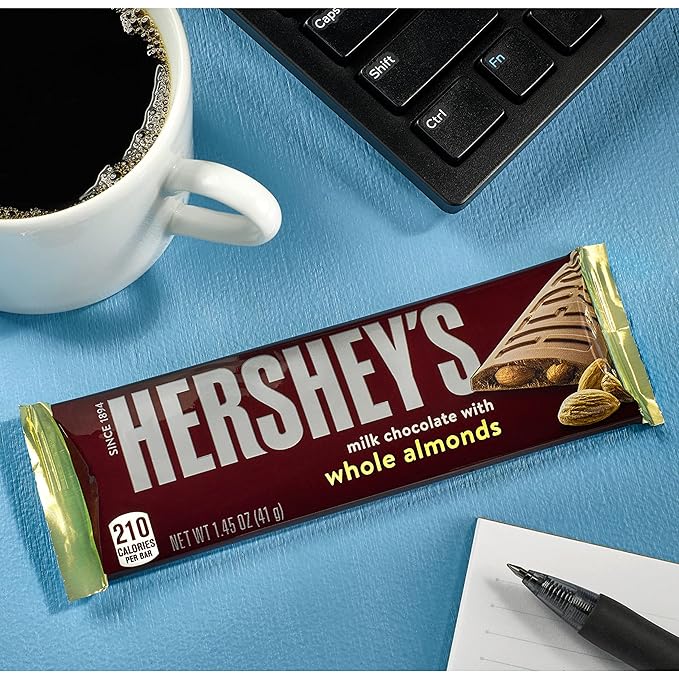 HERSHEY'S Milk Chocolate with Whole Almonds Candy Bars 1.45 oz (36 Count)