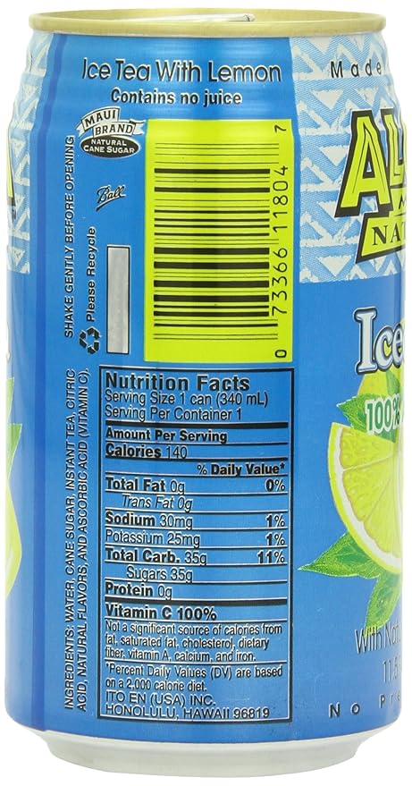 Aloha Maid Natural Drink Iced Tea 11.5 Ounce (Pack of 24)