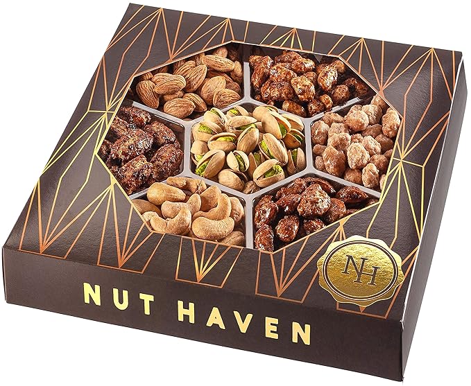 Holiday Nuts Gift Basket - Extra Large Assortment of Sweet &amp Roasted Salted Gourmet Nuts - Food Gift Box for Him Husband Christmas Fathers Day Mothers Day Family Men &amp Women