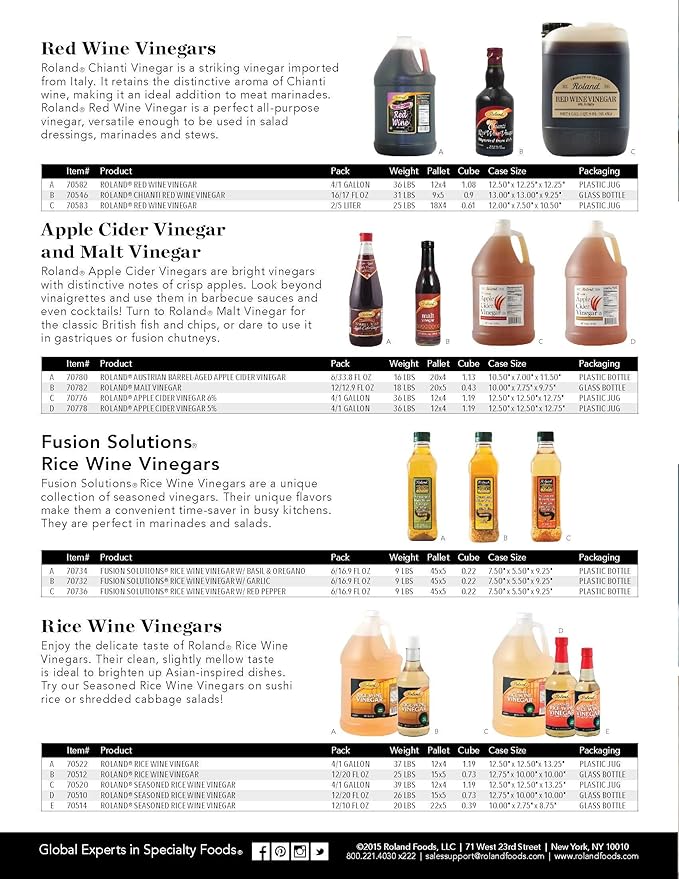 Roland Rice Wine Vinegar 128 Ounce