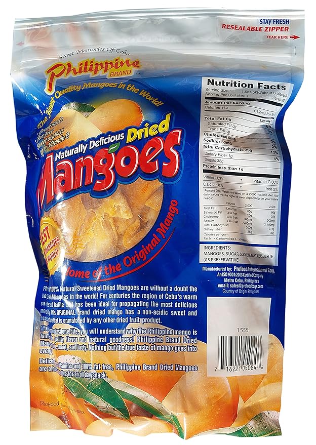 Philippine Brand Naturally Delicious Dried Mangoes Tree Ripened 30 Ounces (Pack of 3)