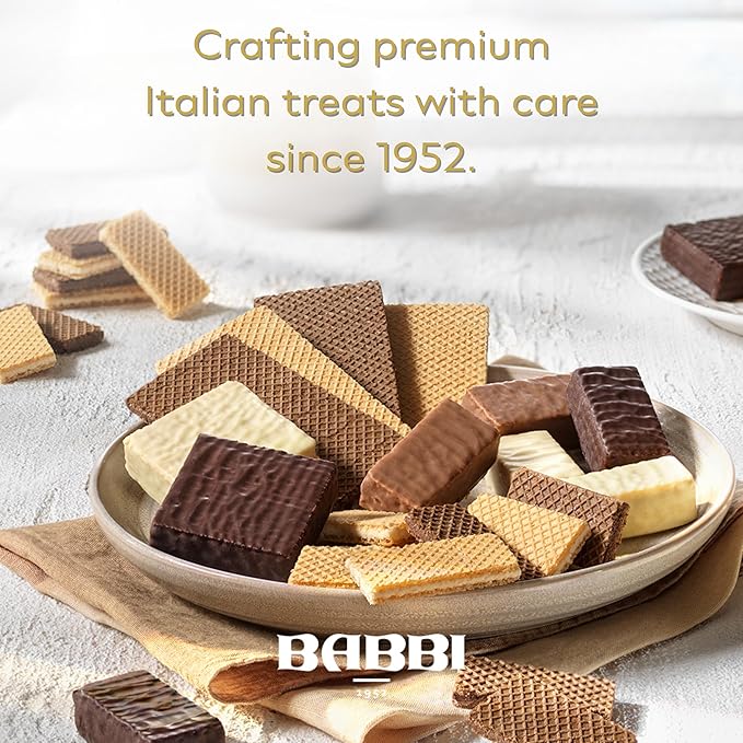 Babbi Viennesi Classico &amp Fondente Flavors 9 Pieces Italian Vanilla and Chocolate Cream-Filled Wafer Cookies Covered in Dark Chocolate Perfect for Gift Giving