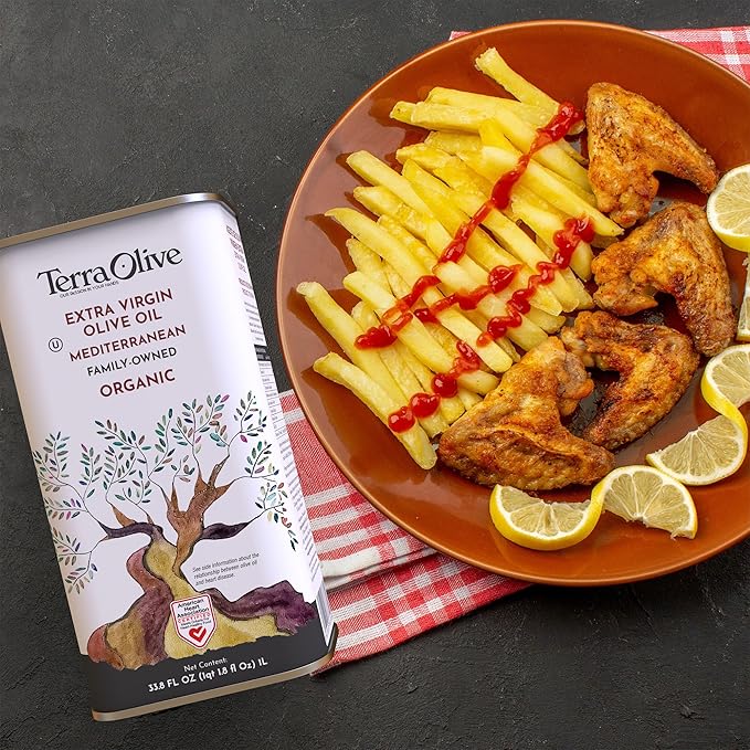 Terra Olive Organic Extra Virgin Olive Oil - Mediterranean Spanish Cold Pressed Single Origin Award Winning 33.81 Fluid Ounce Can