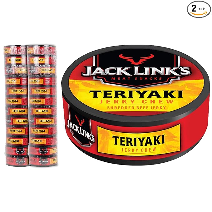 Jack Links Jerky Chew 0.32 oz. Pack of 24 – Shredded Beef Jerky Made with 100% Beef Teriyaki 7.68 Oz